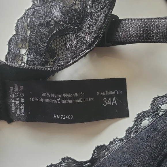 Rene Rofe Extreme Push Up Bra 34 A Womens Black Lace Overlay Underwired - Picture 5 of 7